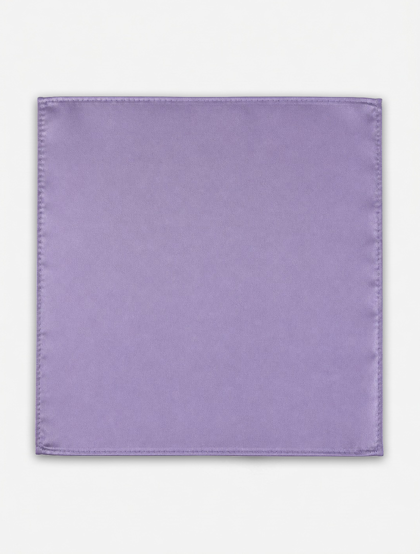The Lilac Pocket Square Handkerchief by Karako Collecti is showcased neatly laid flat against a white background, making it an ideal formal accessory.