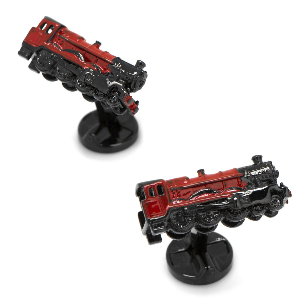 Harry Potter Hogwarts Express 3D Cufflinks in red and black, featuring a 3D steam locomotive train design.