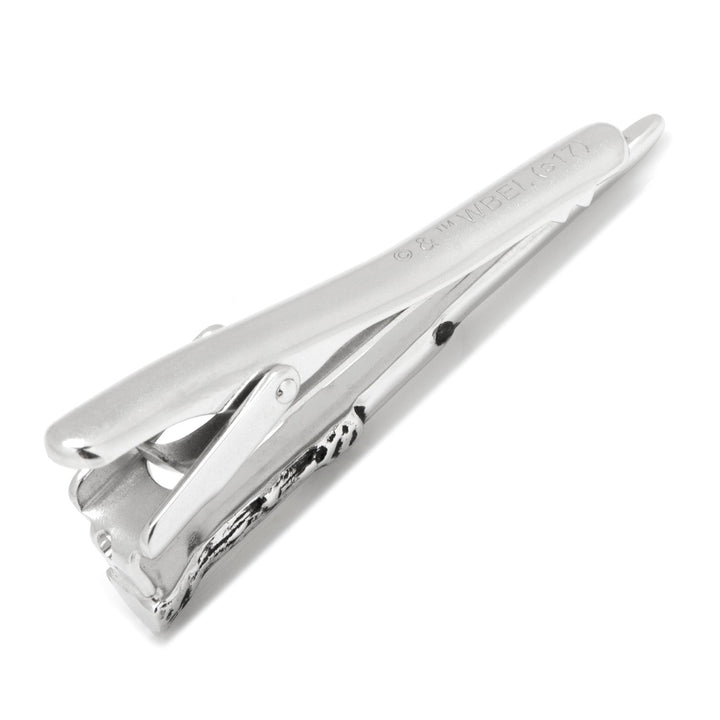 Silver-tone metal Harry Potter Wand Tie Clip shaped like a wand.
