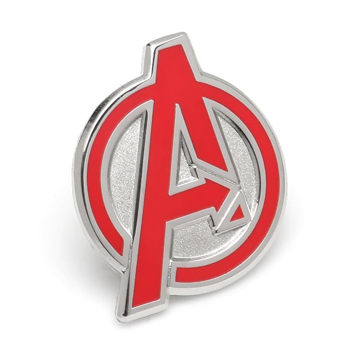 Silver and red Avengers A-logo lapel pin from the Marvel Avengers Favorites 3 Pair Socks and Lapel Pin Gift Set by Cufflinks.com.