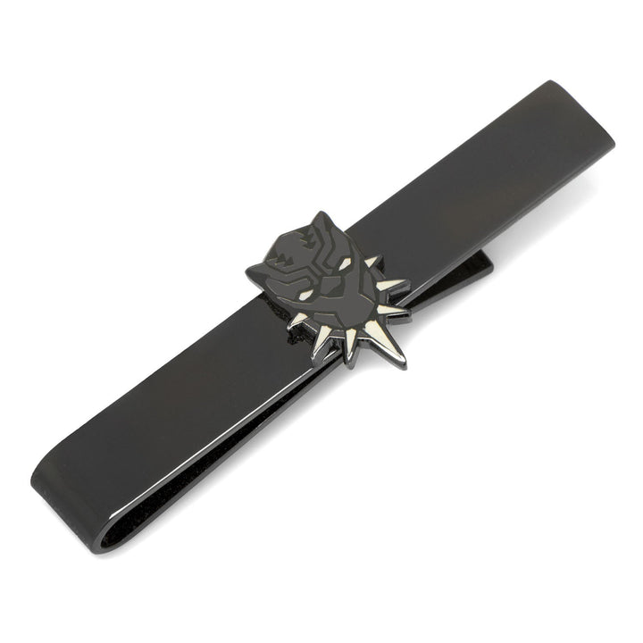 Black metal Marvel Black Panther Tie Bar featuring a Black Panther mask emblem.