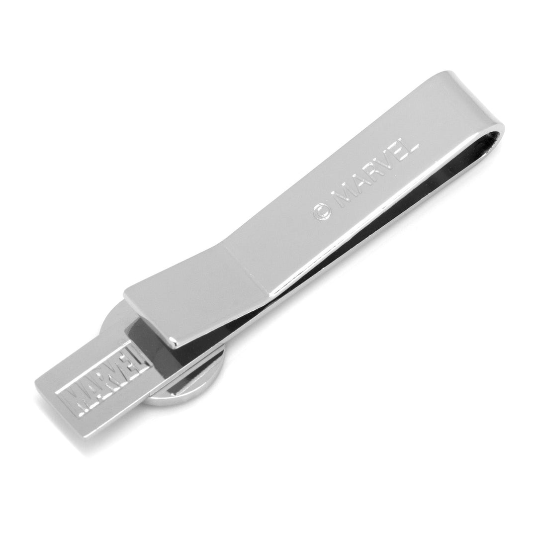 Silver-toned metal Marvel Captain America Silver Tie Bar engraved with the company logo.