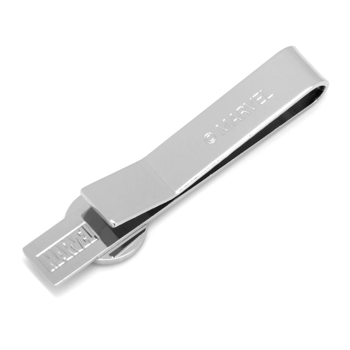 Silver-toned metal Marvel Captain America Silver Tie Bar engraved with the company logo.