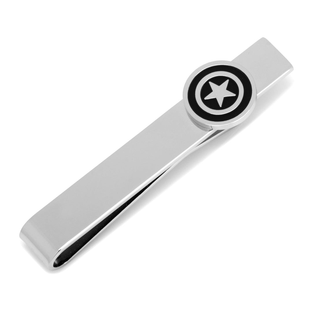 Marvel Captain America Silver Tie Bar featuring a circular black and white star emblem.