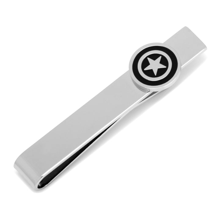 Marvel Captain America Silver Tie Bar featuring a circular black and white star emblem.