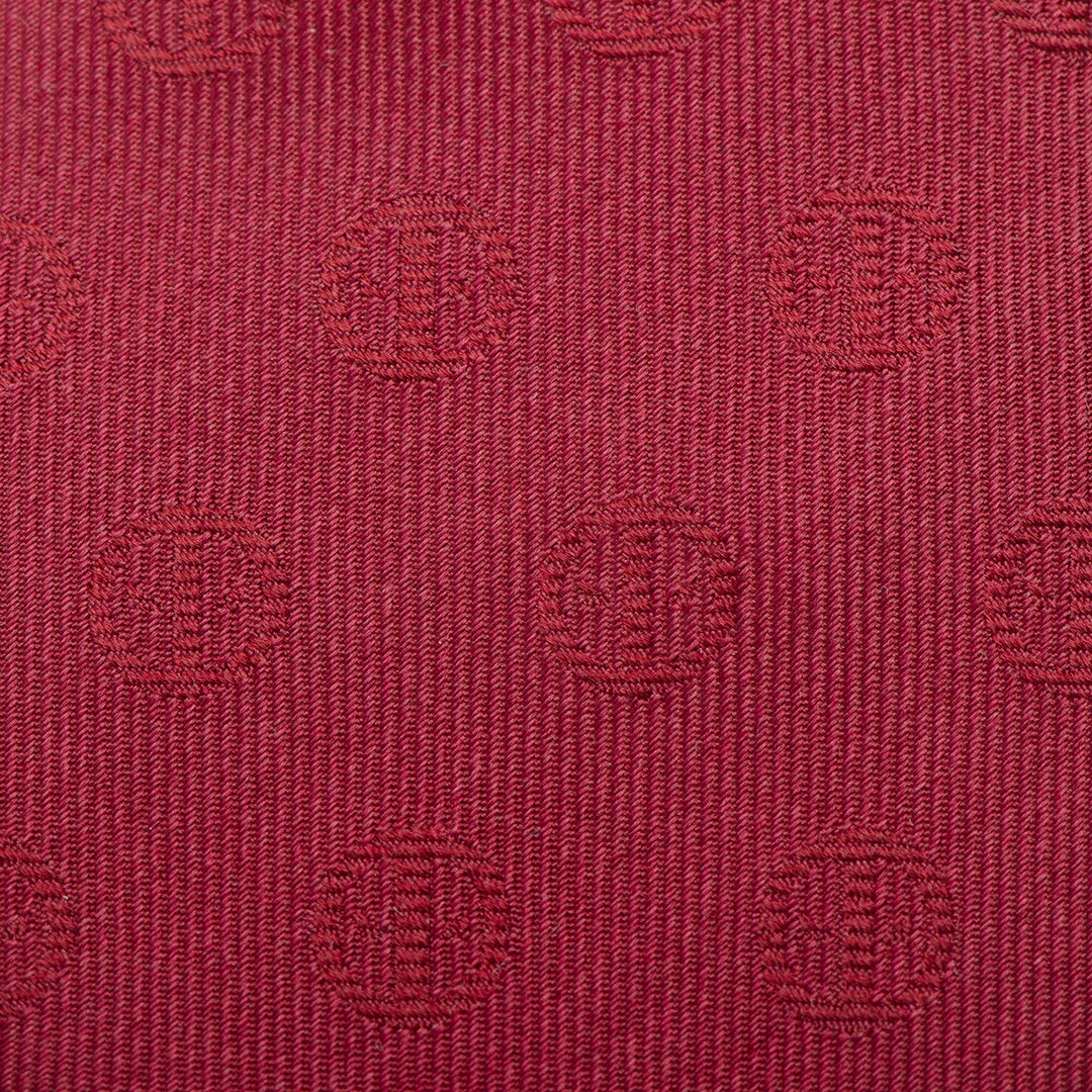 Marvel Deadpool Maroon Men’s Tie in maroon silk with a repeating circular pattern featuring the Deadpool logo.