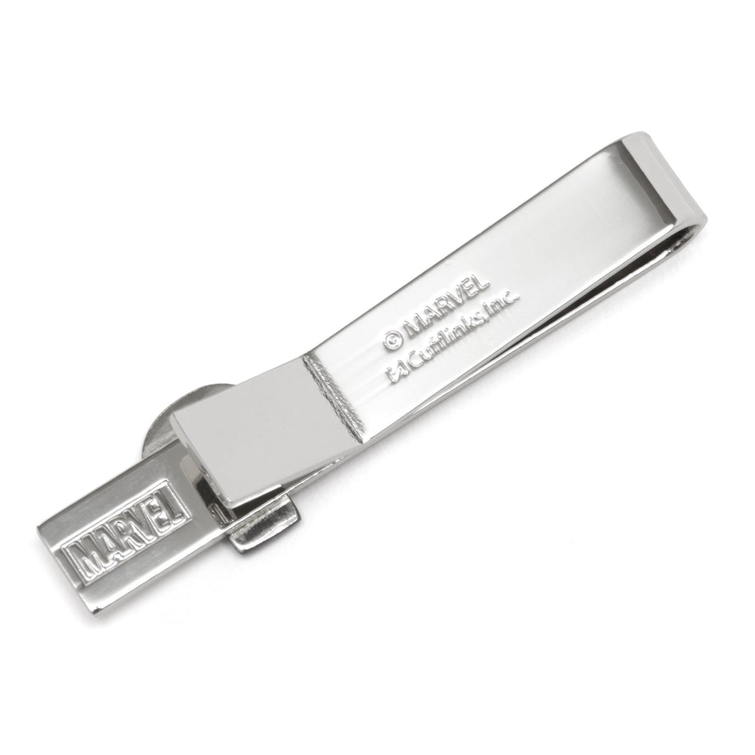 Marvel The Punisher Silver Tie Bar featuring the iconic skull logo at one end, with “MARVEL” and manufacturer markings engraved on the clip.