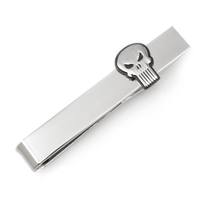 Marvel The Punisher Silver Tie Bar featuring a silver-tone metal skull logo.