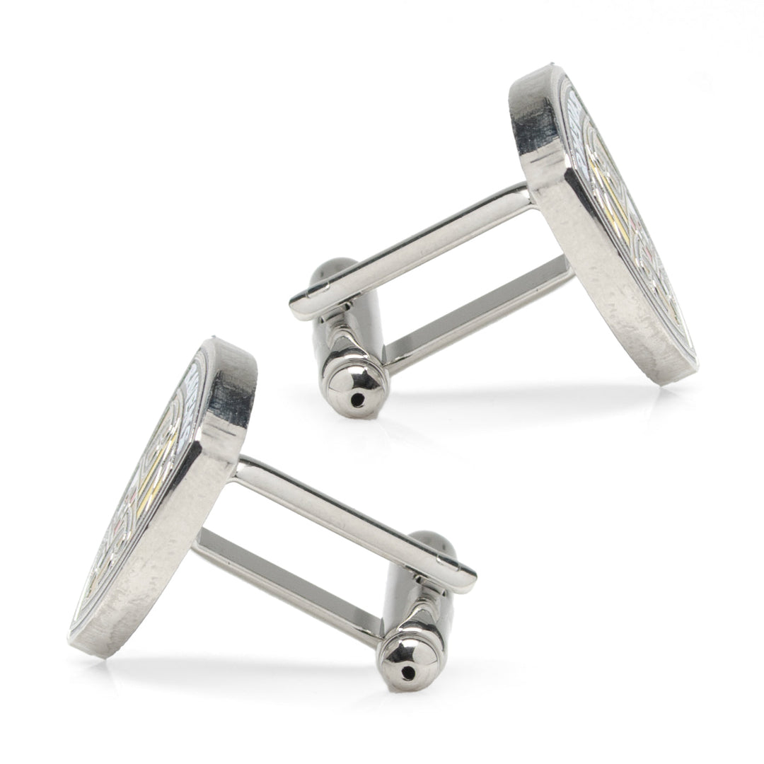 Two silver-tone NFL Baltimore Ravens Shield Cufflinks featuring a sports team shield logo.