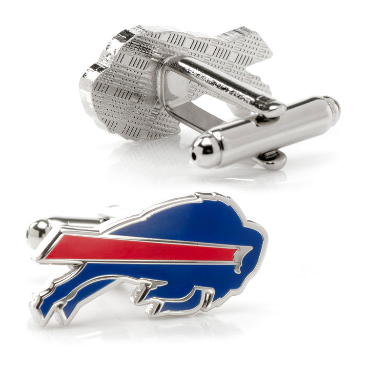 NFL Buffalo Bills Cufflinks in silver-tone featuring a blue, red, and white buffalo logo.