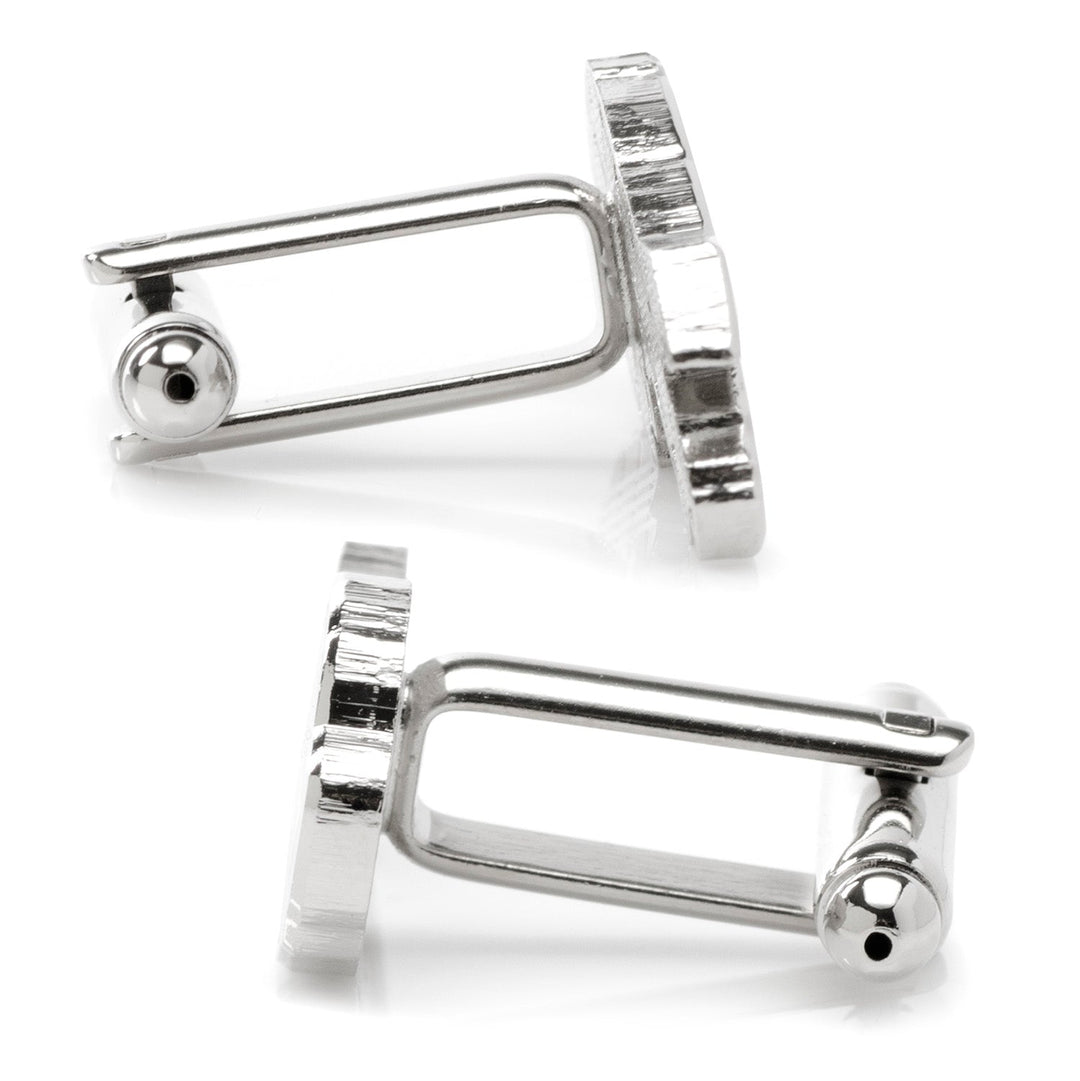 Two silver-toned metal NFL Buffalo Bills Cufflinks shaped like the team logo.