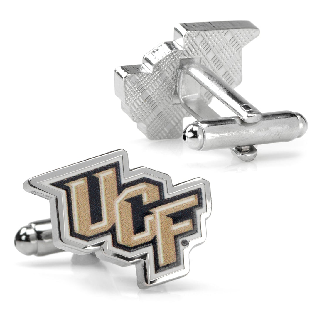 NCAA University of Central Florida Knights cufflinks in black and gold metal.