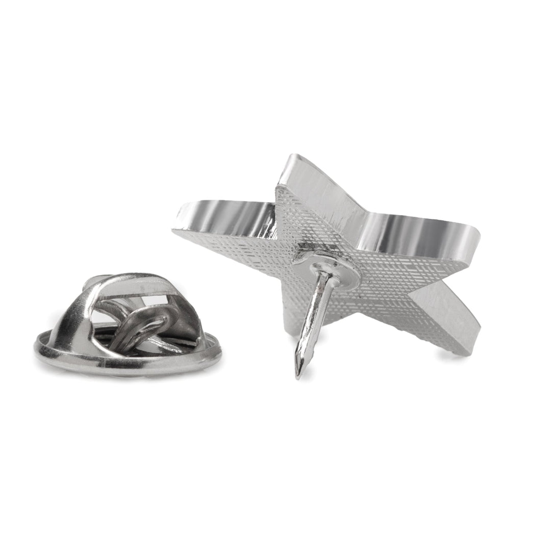 An NFL Dallas Cowboys Lapel Pin featuring a silver-toned star design with a post back and separate clutch fastener.