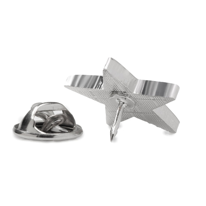 An NFL Dallas Cowboys Lapel Pin featuring a silver-toned star design with a post back and separate clutch fastener.