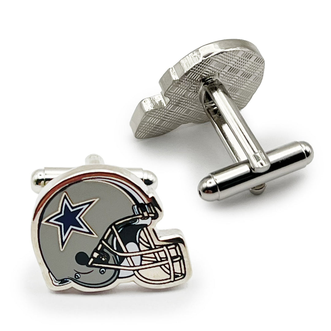 NFL Dallas Cowboys Throwback Helmet Cufflinks featuring a blue star logo on each.