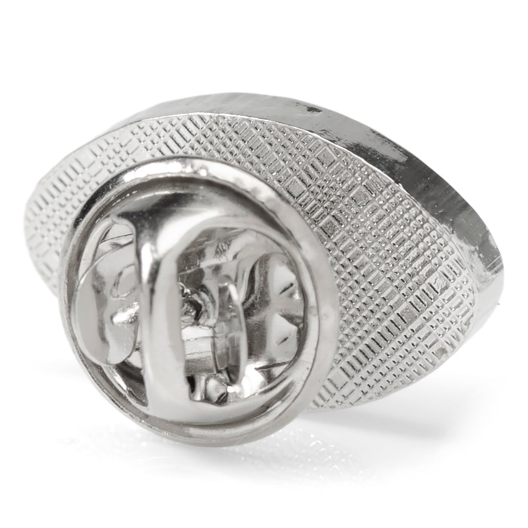 Silver-tone, football-shaped NFL New York Jets Lapel Pin with a butterfly clutch back.