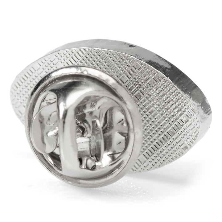 Silver-tone, football-shaped NFL New York Jets Lapel Pin with a butterfly clutch back.