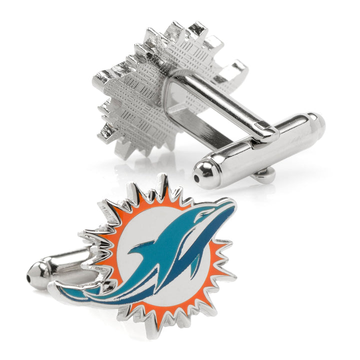Silver NFL Miami Dolphins Cufflinks featuring the official team logo.