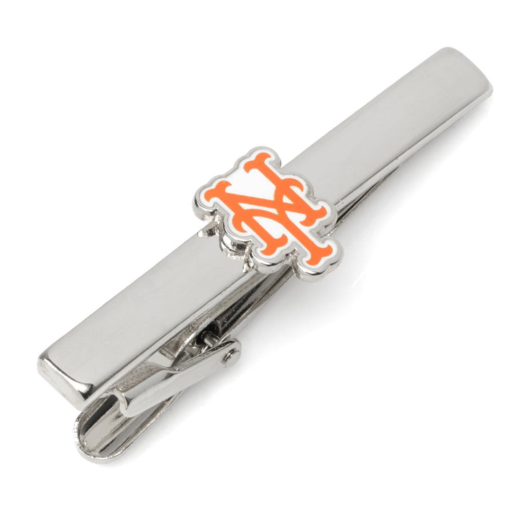 MLB New York Mets Tie Clip in silver-plated metal, featuring an orange and white team logo.