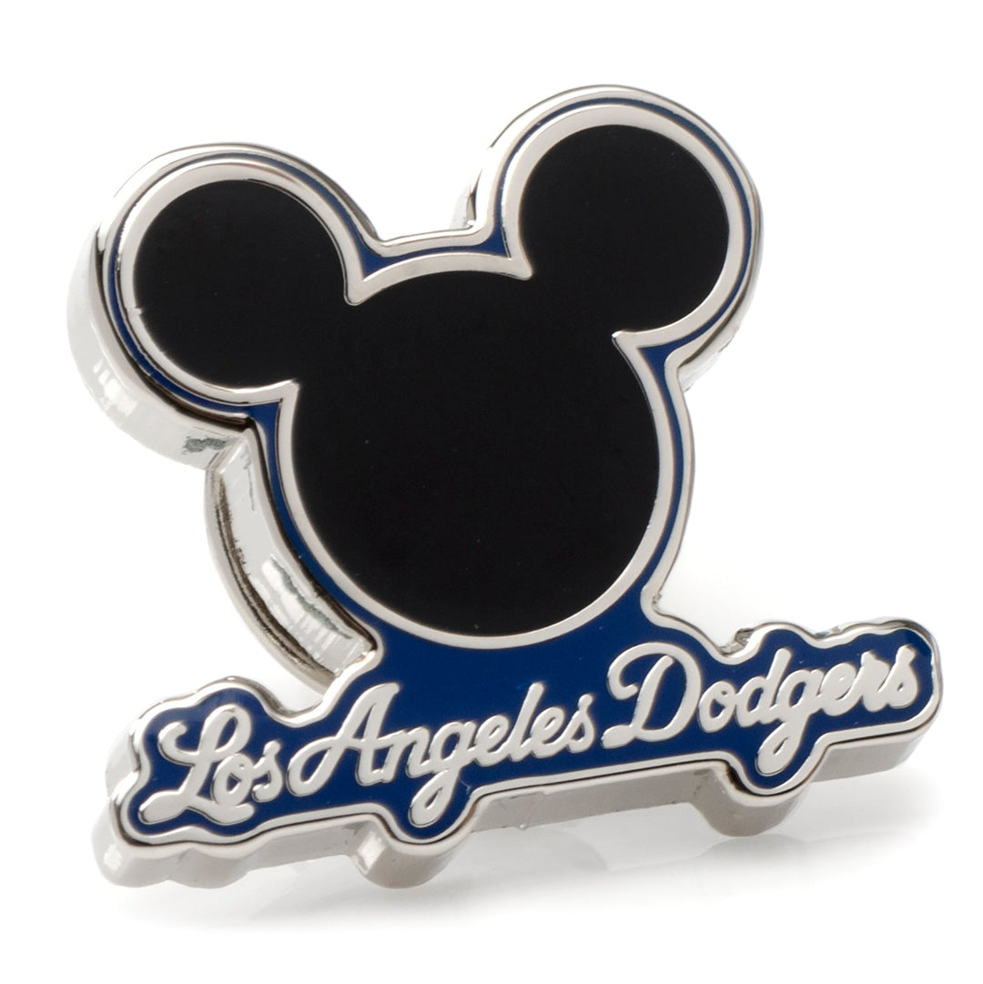 MLB Mickey & LA Dodgers Lapel Pin in blue and silver, shaped like Mickey Mouse.