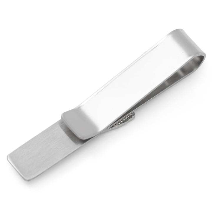 Silver-toned metal NCAA University of North Carolina Tar Heels tie bar featuring a hinge mechanism.