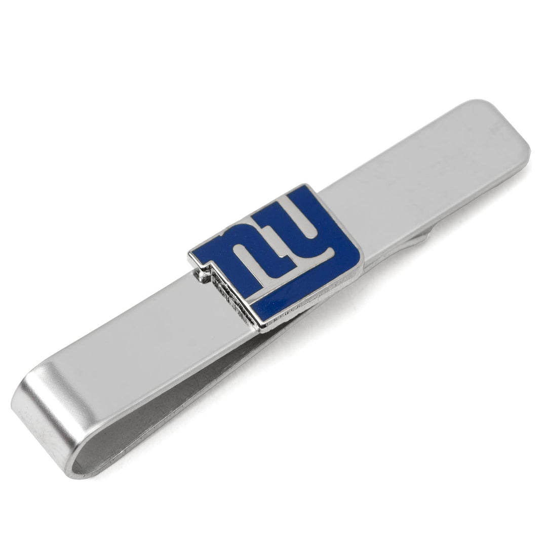 Silver-tone metal NFL New York Giants Tie Bar featuring a blue “ny” logo.