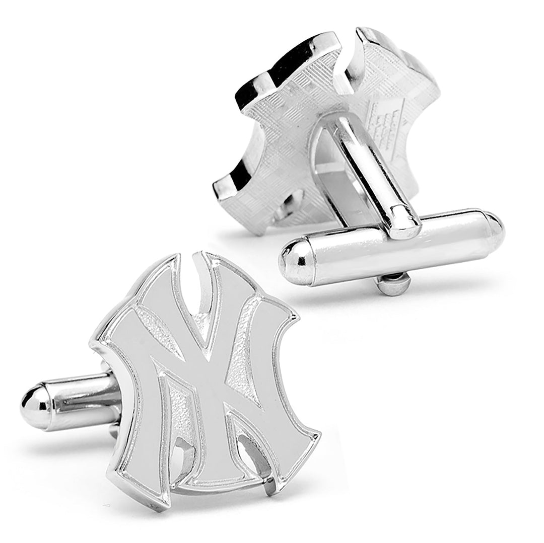 Silver-tone MLB New York Yankees Silver Logo cufflinks.
