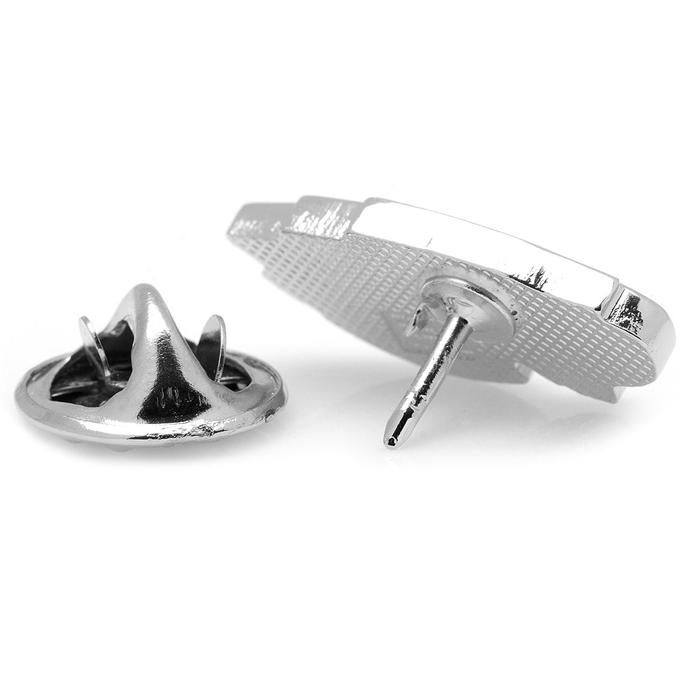 Back view of the silver metal NFL Philadelphia Eagles Lapel Pin, featuring a post and clutch backing.