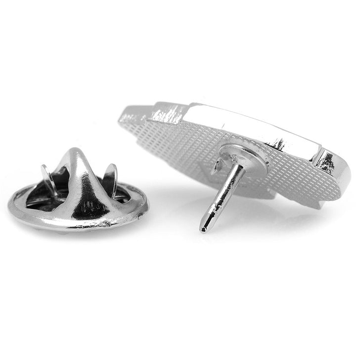 Back view of the silver metal NFL Philadelphia Eagles Lapel Pin, featuring a post and clutch backing.