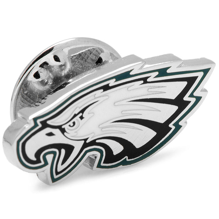 Silver-toned metal NFL Philadelphia Eagles Lapel Pin shaped like the team’s eagle head logo.