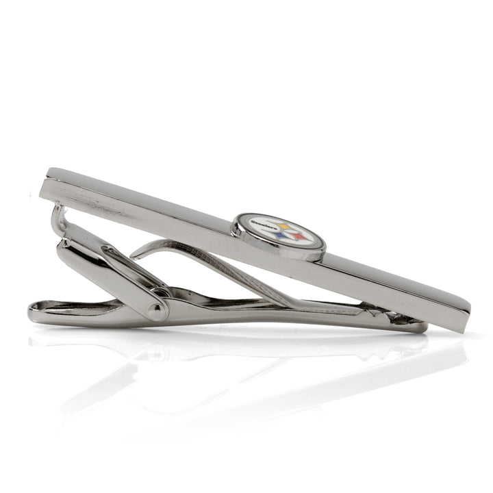 Silver-toned metal NFL Pittsburgh Steelers Tie Clip featuring a circular team logo.