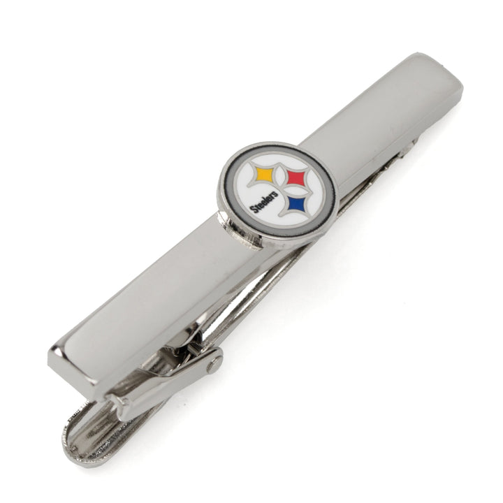 NFL Pittsburgh Steelers Tie Clip in silver-tone metal with the team logo centered on the face.