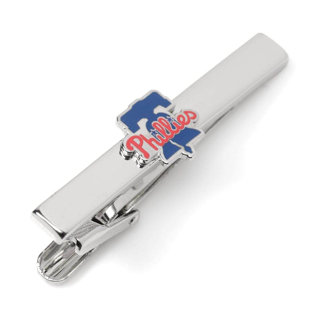 Silver-tone Philadelphia Phillies Tie Clip featuring the team’s blue and red logo.