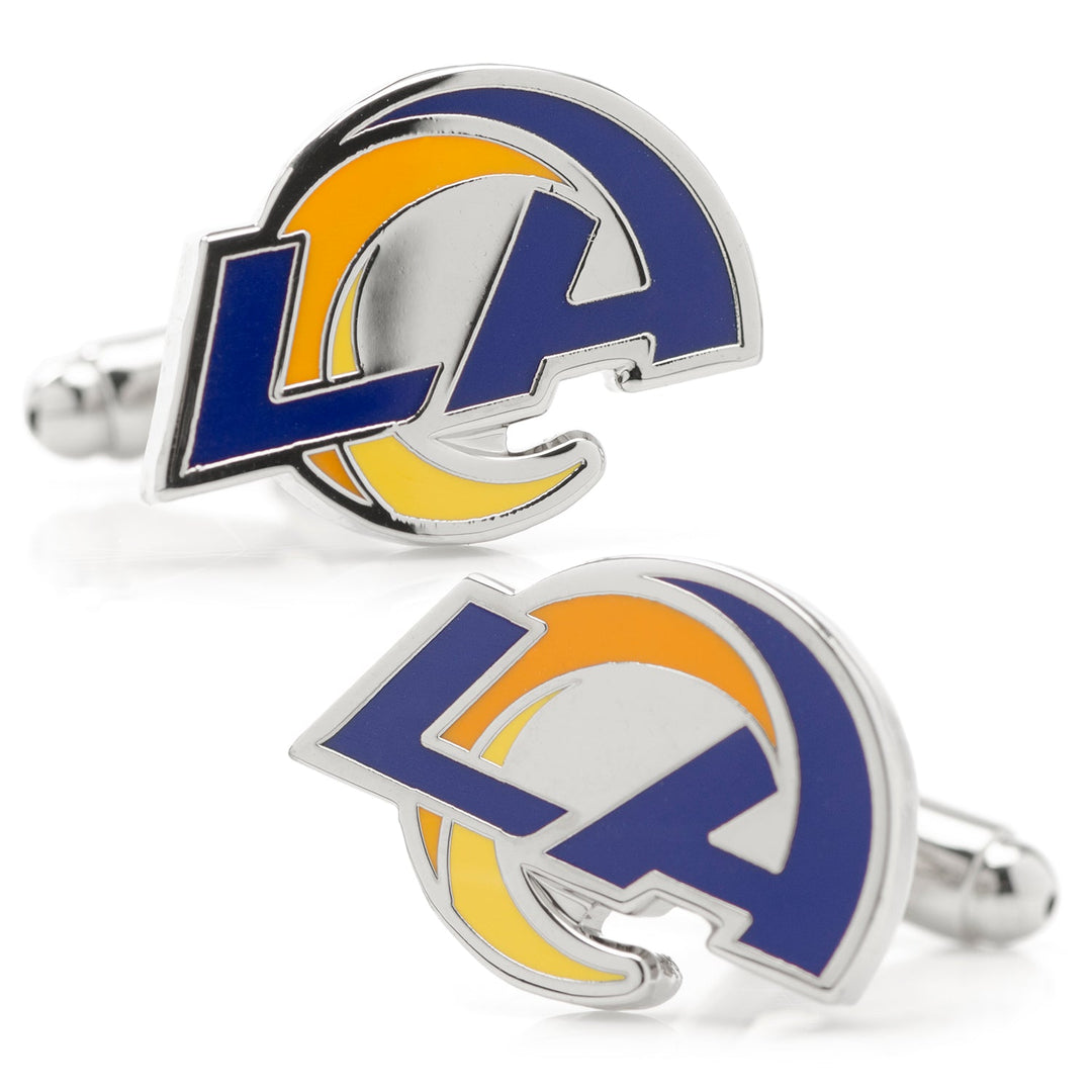 NFL Los Angeles Rams Cufflinks featuring the team logo in blue, yellow, and white enamel on a silver-toned metal.