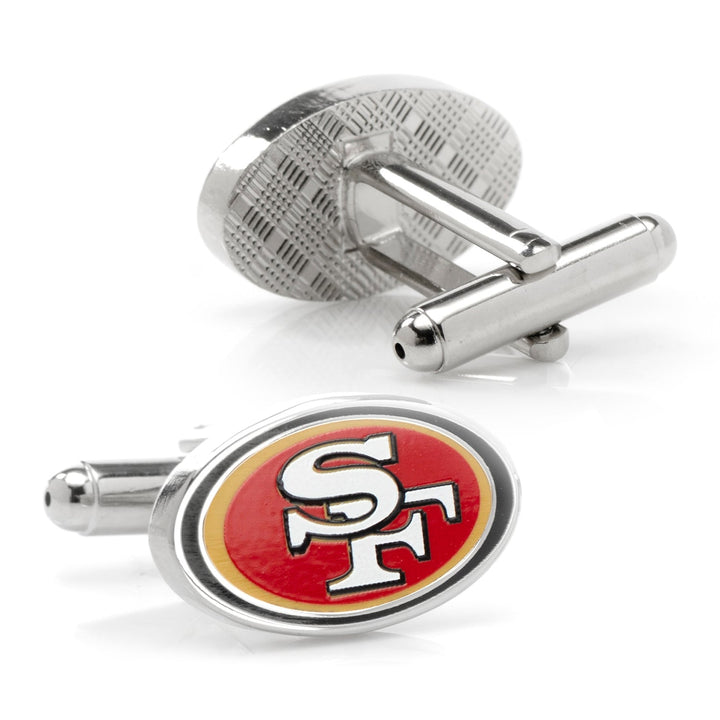 Oval-shaped metal NFL San Francisco 49ers Cufflinks featuring the team logo.