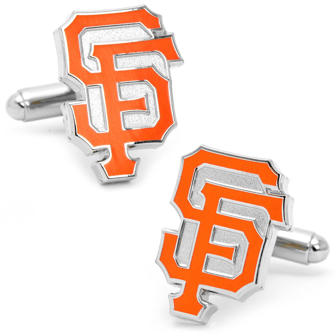 MLB San Francisco Giants Cufflinks in silver-tone, featuring the team’s orange and silver logo.