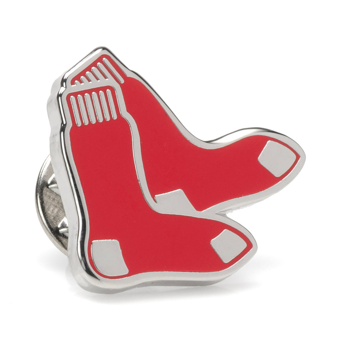 MLB Boston Red Sox Lapel Pin shaped like two red socks with silver trim.