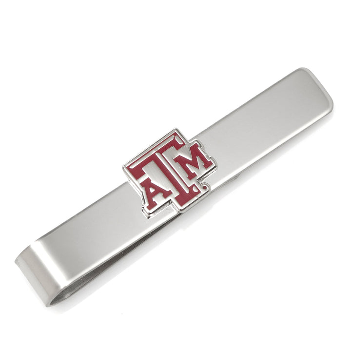 Silver NCAA Texas A&amp;M Aggies Tie Bar featuring a maroon and white logo.