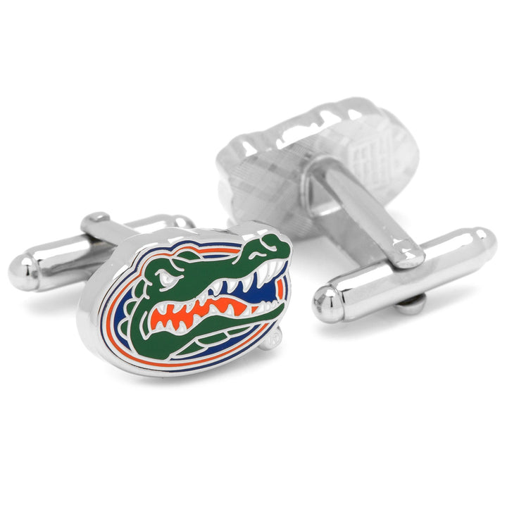 NCAA University of Florida Gators Cufflinks featuring the alligator logo in green, orange, and blue enamel.