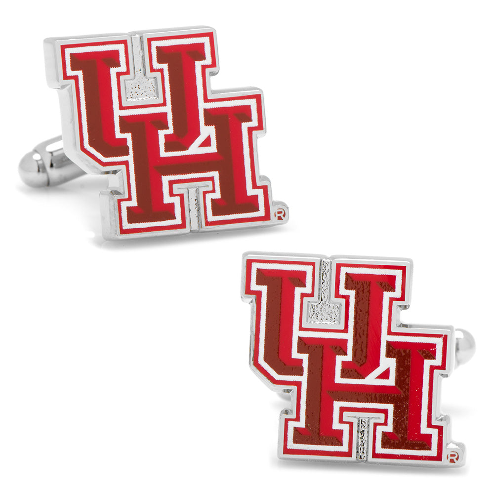 NCAA University of Houston Cufflinks featuring the red and silver Cougars logo.