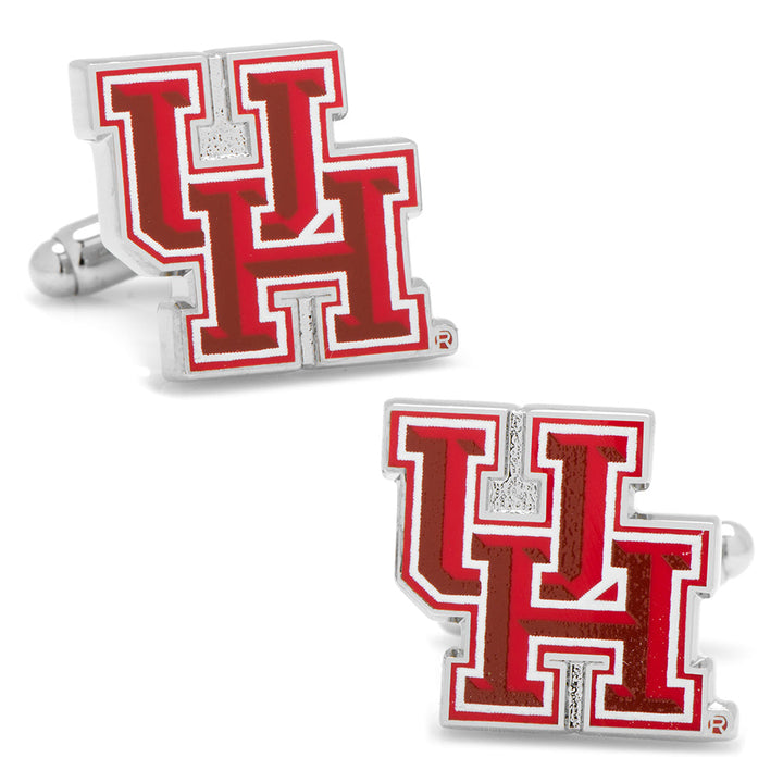 NCAA University of Houston Cufflinks featuring the red and silver Cougars logo.