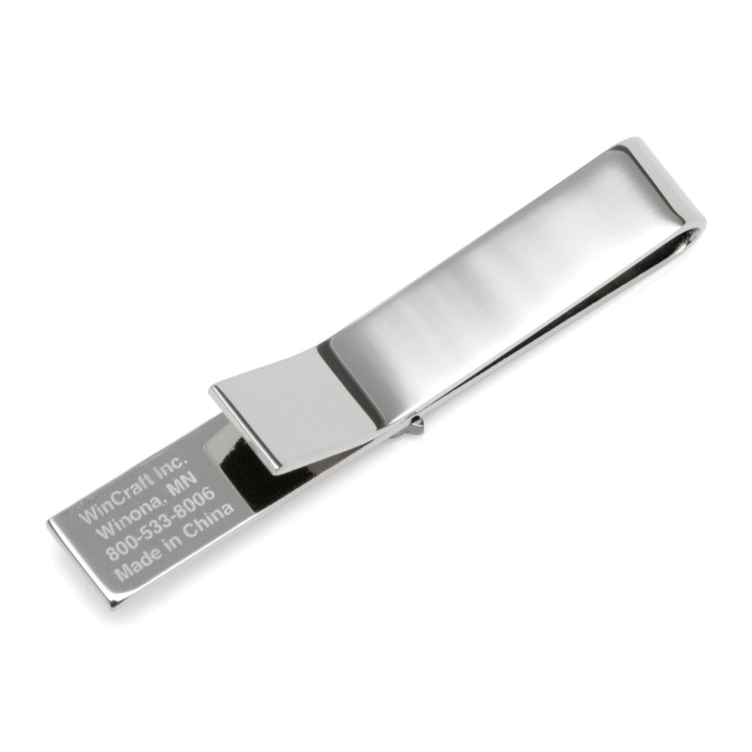 Silver-tone NCAA University of Texas Longhorns Tie Bar with manufacturer contact information engraved on the underside.