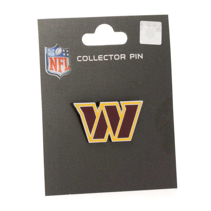 NFL Washington Commanders Lapel Pin mounted on a display card.