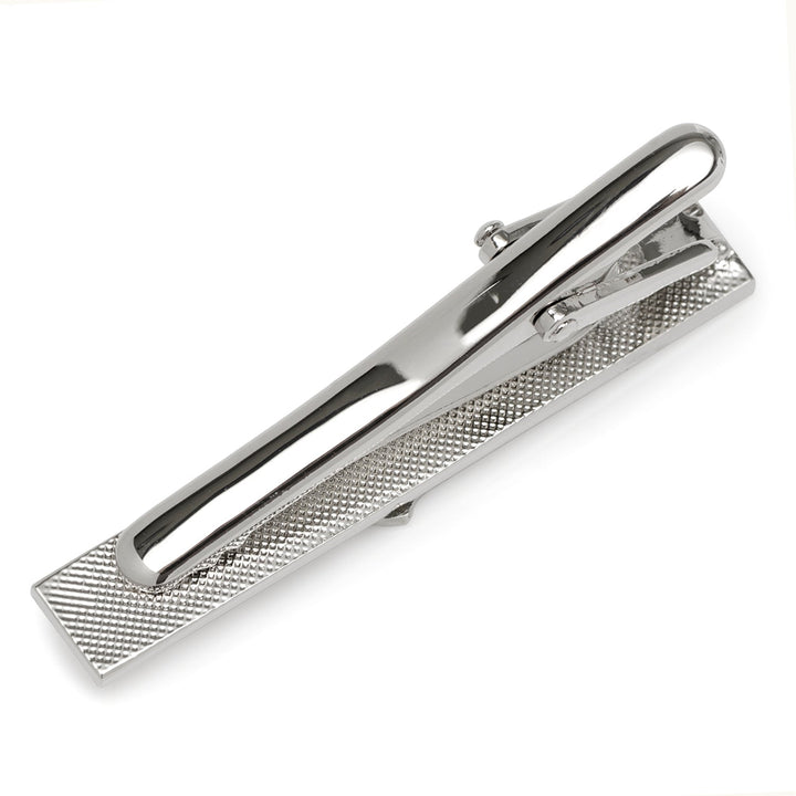 Silver-toned NFL Washington Commanders Tie Clip with a textured surface and a smooth, polished spring-loaded clasp.