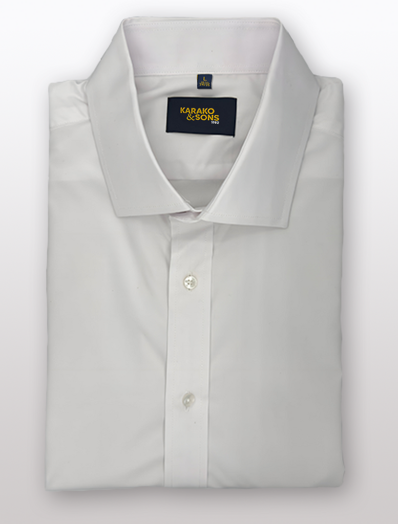 Men's White Bamboo Wrinkle-Free Slim Fit Dress Shirt Karako Suits Men's White Bamboo Wrinkle-Free Slim Fit Dress Shirt Karako Suits