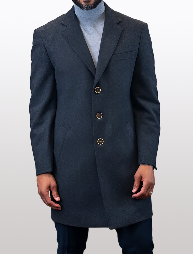 Statement Men's Solid Charcoal 100% Wool Over Coat – Karako Suits