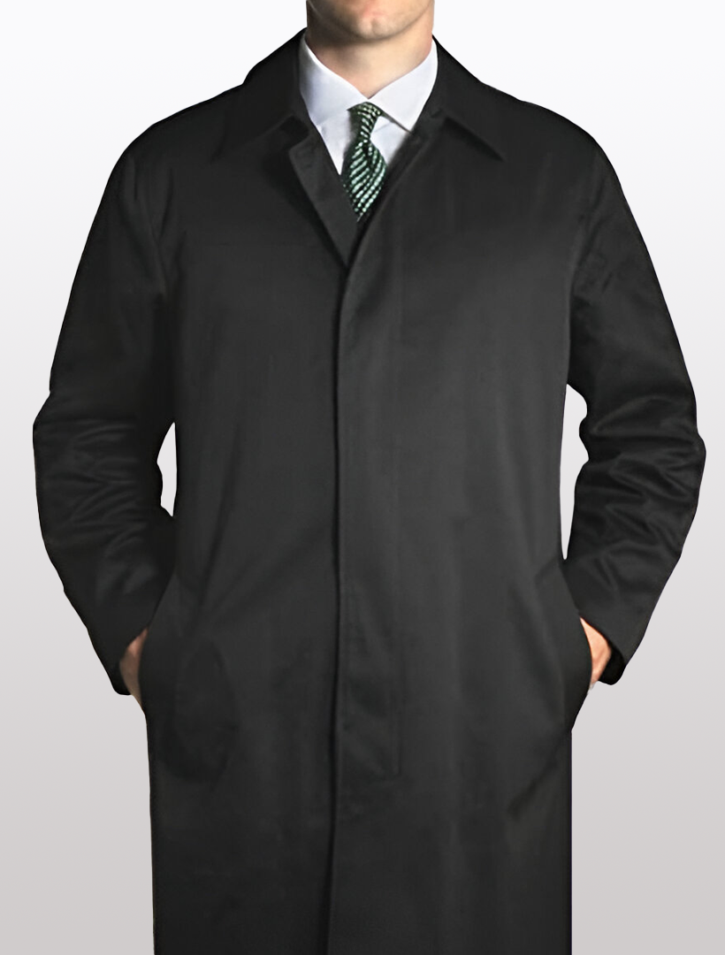 Black Raincoat Jacket For Men Full Length and Waterproof Karako Suits