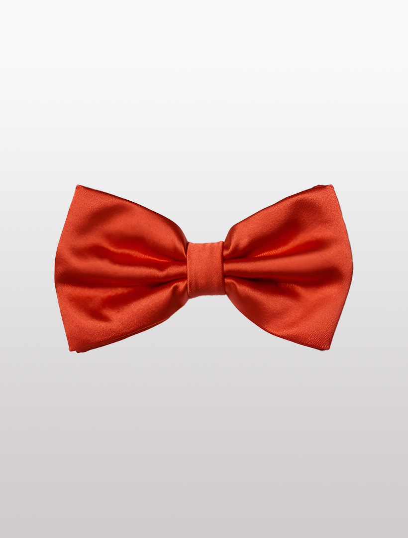 Achieve a formal look with the Mens Adjustable Pre-Tied Satin Bowtie by Karako Collecti, featuring a vibrant red satin finish on a light gray background.