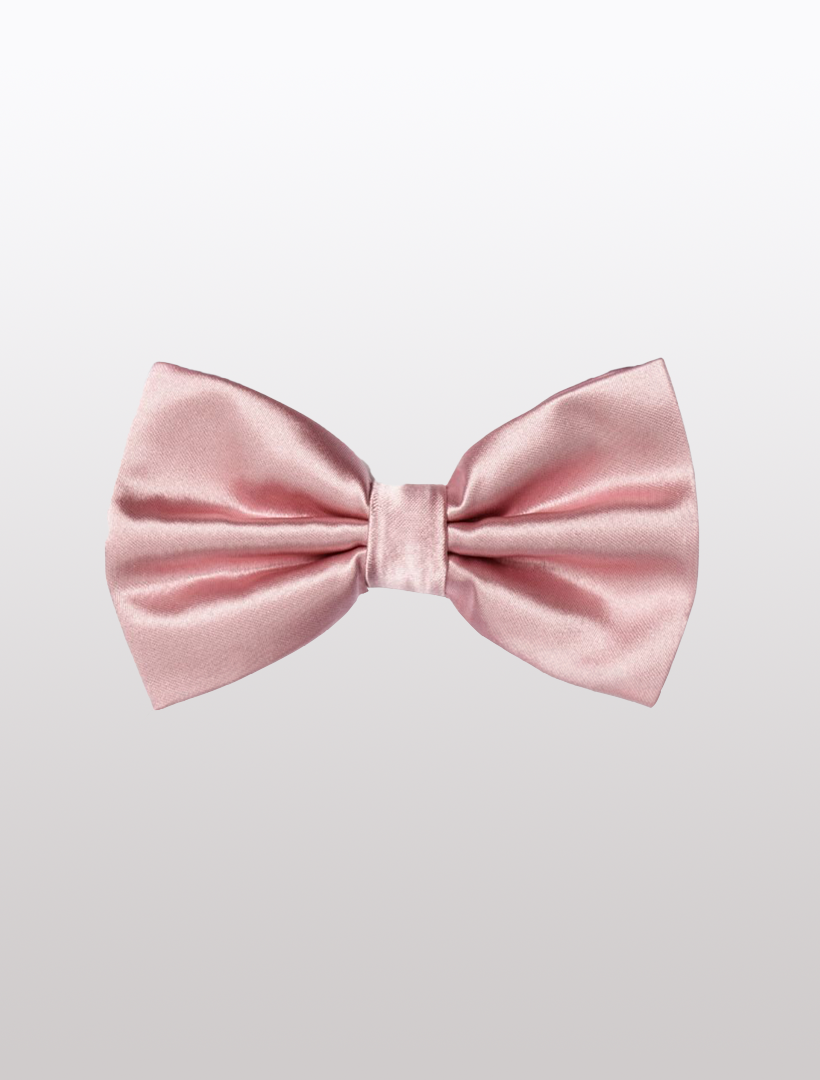 The Mens Adjustable Pre-Tied Satin Bowtie in Pink by Karako Collecti, set against a light gray background, is perfect for achieving a formal look.