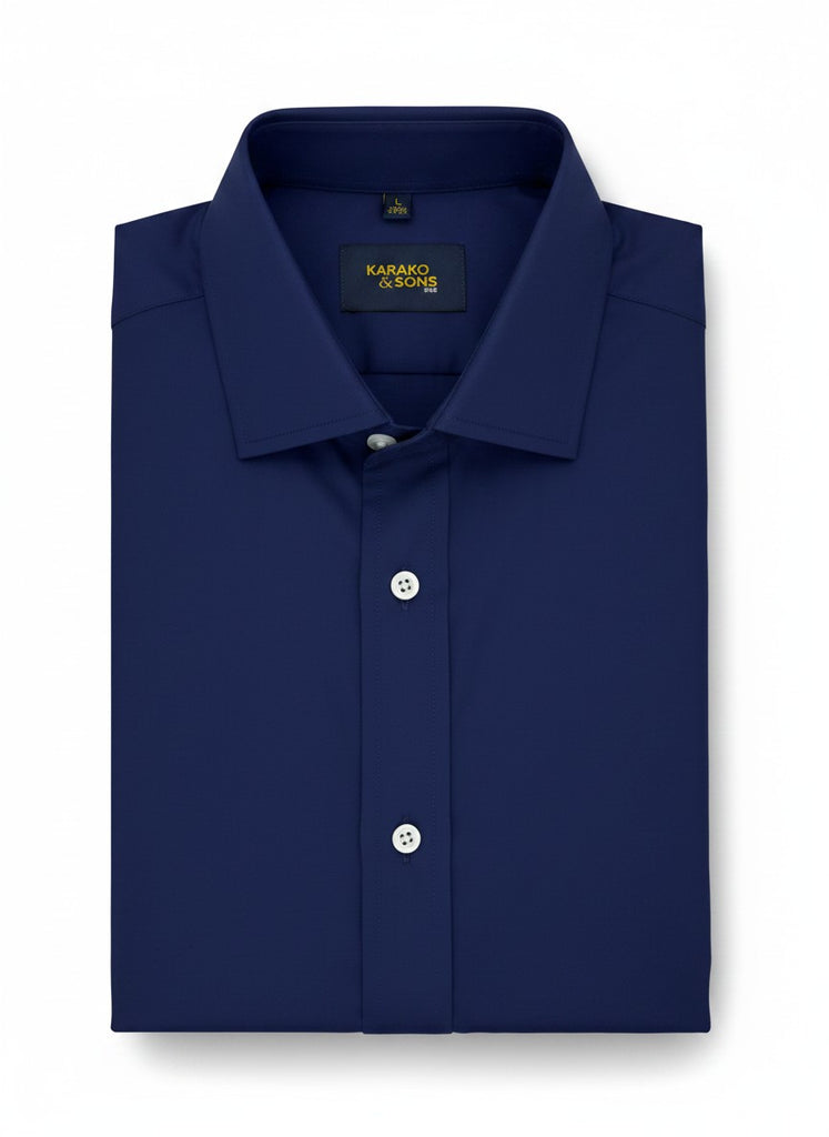 Men's Navy Bamboo Wrinkle-Free Slim Fit Dress Shirt